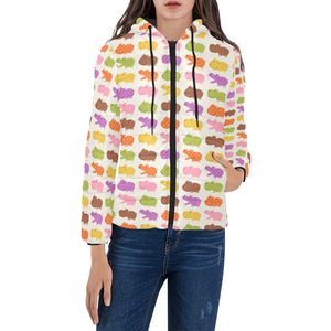 Hippopotamus Pattern Print Design 01 Women's Padded Hooded Jacket