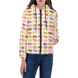 Hippopotamus Pattern Print Design 01 Women's Padded Hooded Jacket