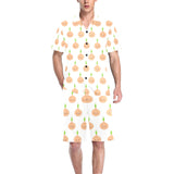 cute onions smiling faces Men's V-Neck Short Pajama Set