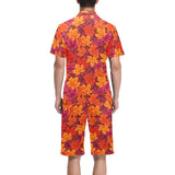 Autumn maple leaf pattern Men's V-Neck Short Pajama Set
