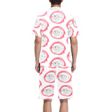 Hand drawn dragon fruit Men's V-Neck Short Pajama Set