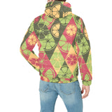 Cool Geometric lime pattern Men's Padded Hooded Jacket