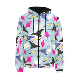 Stingray Pattern Print Design 01 Men's Padded Hooded Jacket