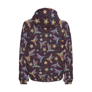 Hummingbird Pattern Print Design 04 Men's Padded Hooded Jacket