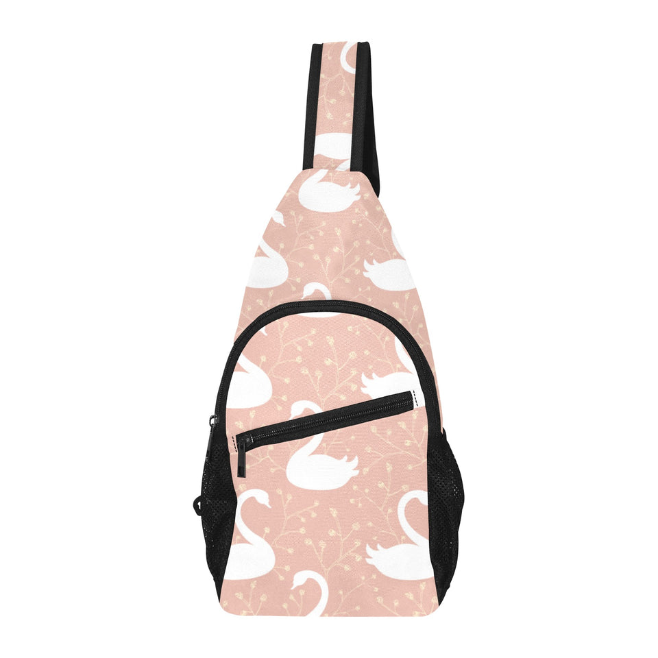 Swan flower light pink background All Over Print Chest Bag