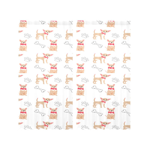 Chihuahua bone paw pattern Gauze Curtain