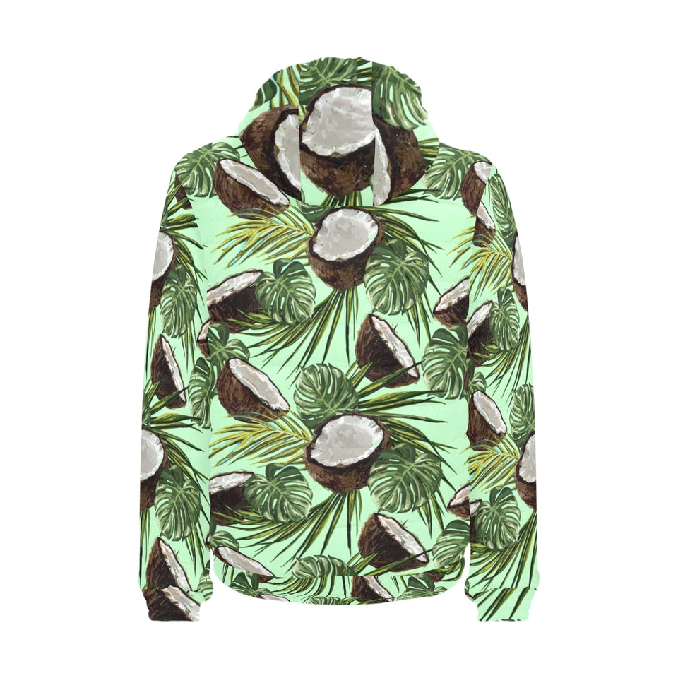 Coconut Pattern Print Design 02 Men's Padded Hooded Jacket
