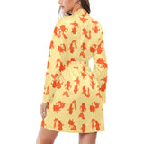 Goldfish Pattern Print Design 02 Women's Long Sleeve Belted Night Robe