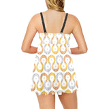 Horseshoes Pattern Print Design 03 Chest Sexy Pleated Two Piece Swim Dress