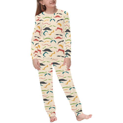 Mustache Beard Pattern Print Design 03 Kids' Boys' Girls' All Over Print Pajama Set