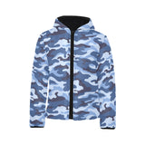 Blue camouflage pattern Kids' Boys' Girls' Padded Hooded Jacket