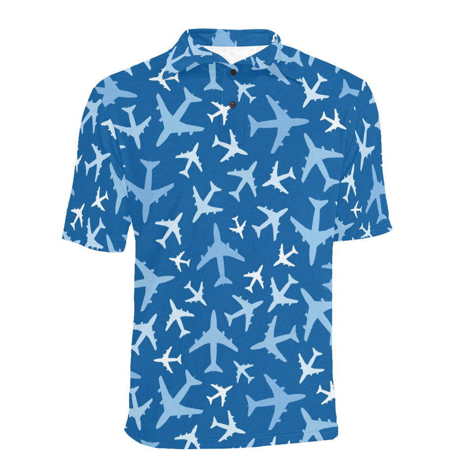 Airplane pattern in the sky Men's All Over Print Polo Shirt