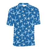 Airplane pattern in the sky Men's All Over Print Polo Shirt