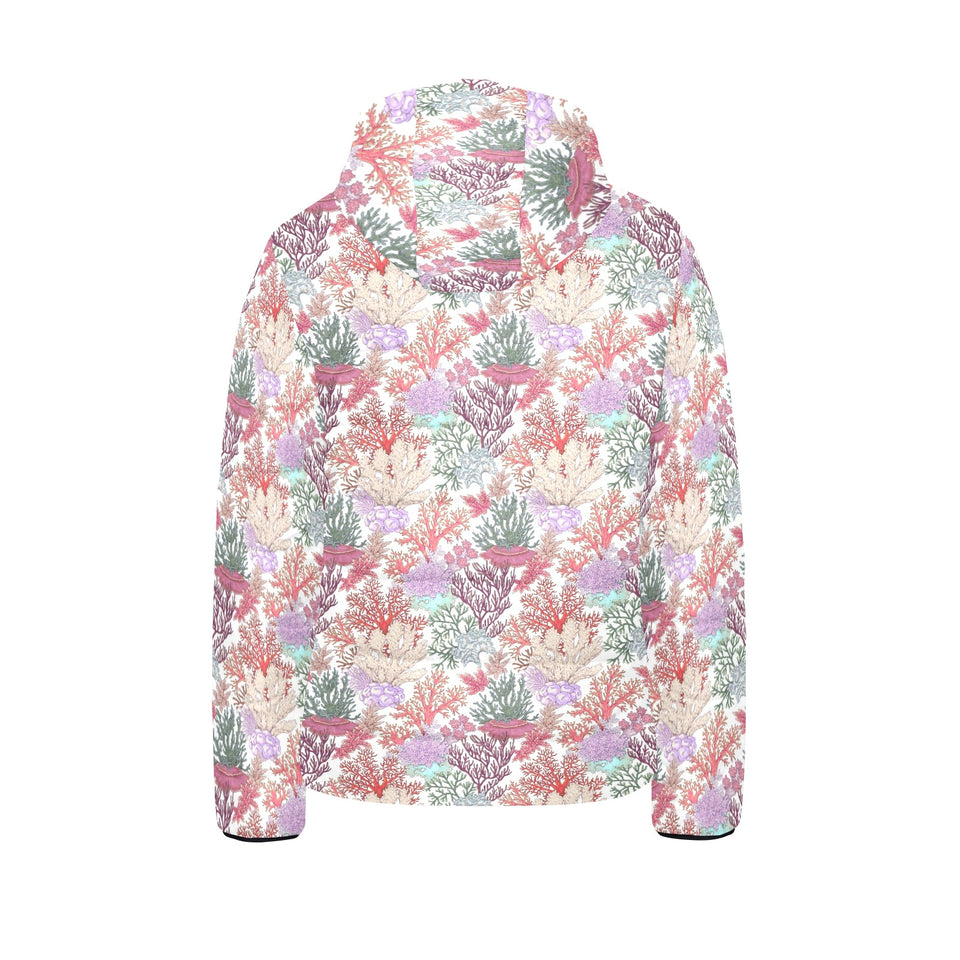 Coral Reef Pattern Print Design 03 Kids' Boys' Girls' Padded Hooded Jacket