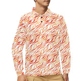 Fire flame watercolor pattern Men's Long Sleeve Polo Shirt