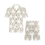 Scallop shell pattern Men's V-Neck Short Pajama Set