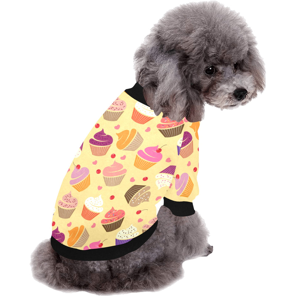 cake cupcake heart cherry pattern All Over Print Pet Dog Round Neck Fuzzy Shirt