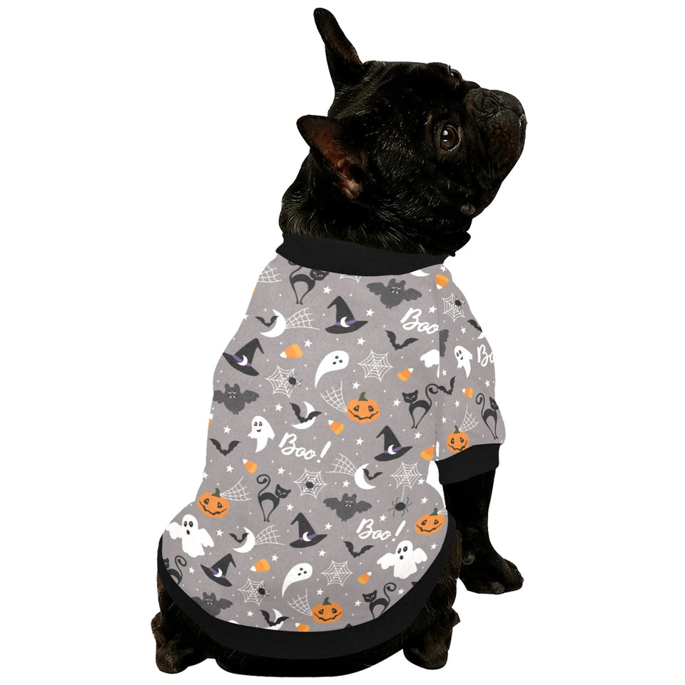 Halloween design pattern All Over Print Pet Dog Round Neck Fuzzy Shirt