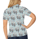 Lovely Sea Otter Pattern Women's All Over Print Polo Shirt