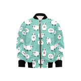 Cute sheep green background Kids' Boys' Girls' Bomber Jacket