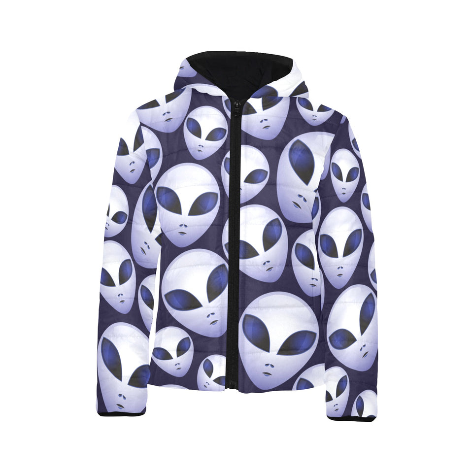 Alien Pattern Print Design 01 Kids' Boys' Girls' Padded Hooded Jacket