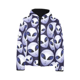 Alien Pattern Print Design 01 Kids' Boys' Girls' Padded Hooded Jacket