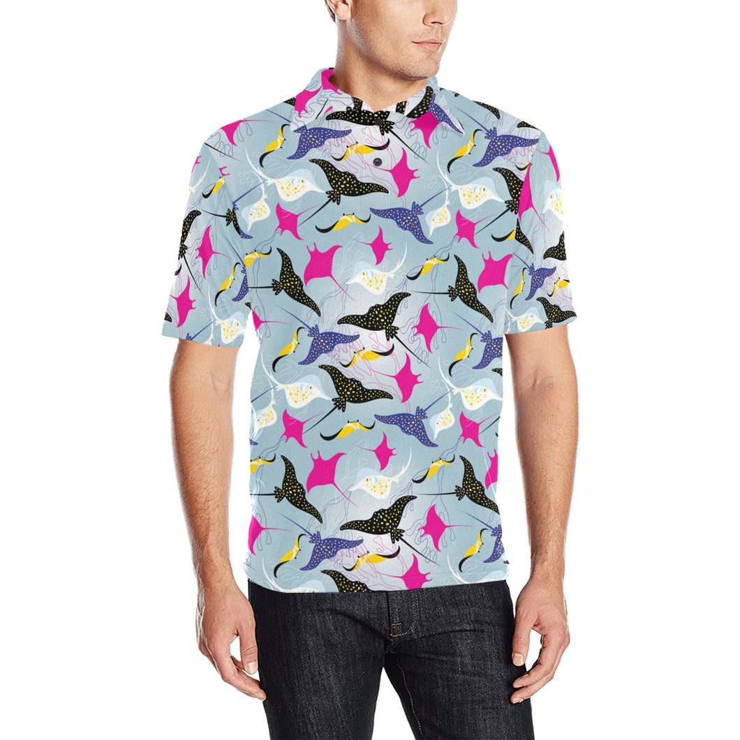 Stingray Pattern Print Design 01 Men's All Over Print Polo Shirt
