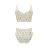 Horseshoes Pattern Print Design 02 Chest Bowknot High Waisted Bikini Swimsuit