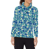 blueberry design pattern Women's Long Sleeve Polo Shirt