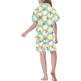Bee honeycomb pattern Kids' Boys' Girls' V-Neck Short Pajama Set