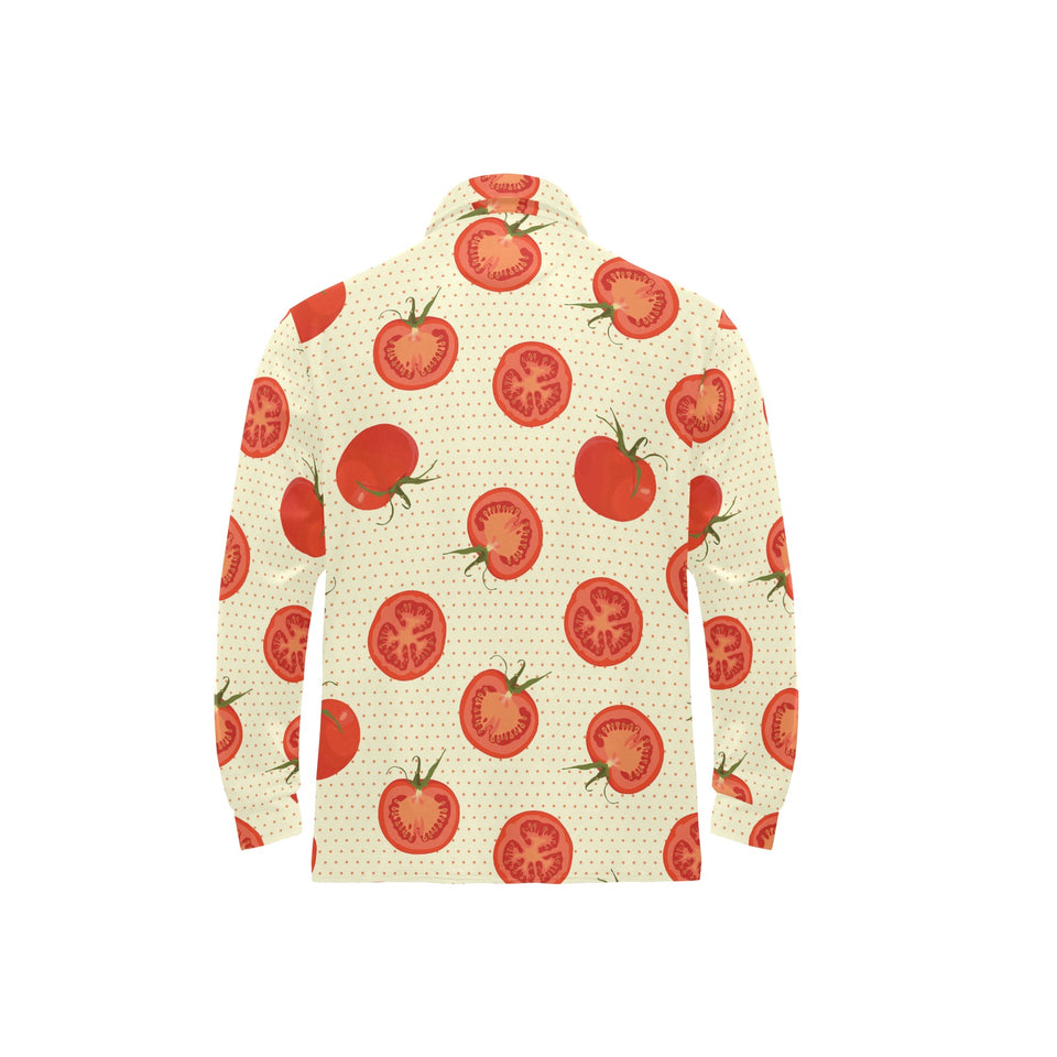 Tomato dot background Men's Long Sleeve Polo Shirt