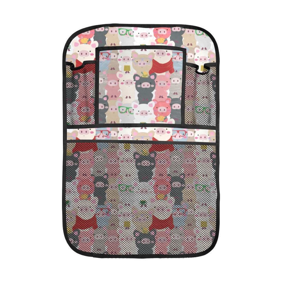 Pig Pattern Print Design 02 Car Seat Back Organizer