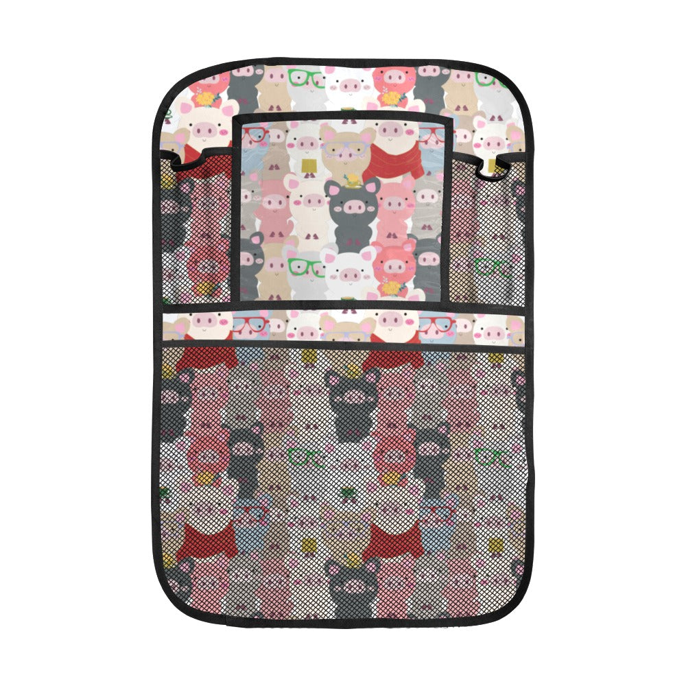 Pig Pattern Print Design 02 Car Seat Back Organizer