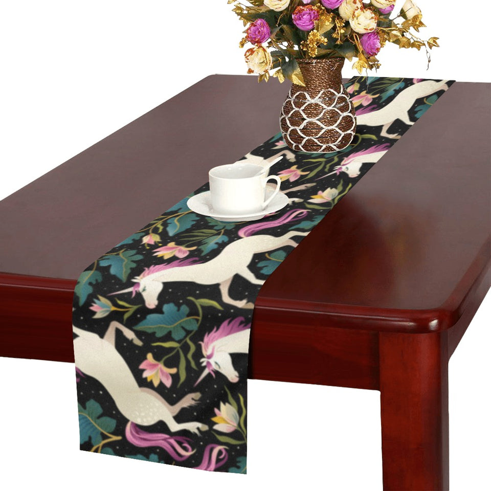 Unicorns forest background Table Runner