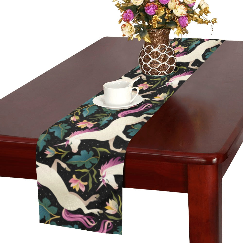 Unicorns forest background Table Runner
