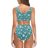 Vintage star pattern Chest Bowknot High Waisted Bikini Swimsuit