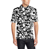 Black white camouflage pattern Men's All Over Print Polo Shirt