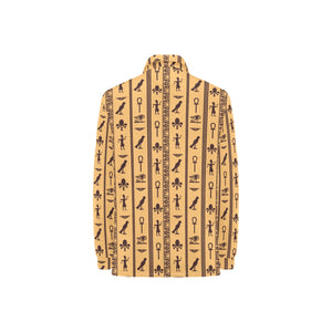 Egypt Hieroglyphics Pattern Print Design 02 Women's Long Sleeve Polo Shirt