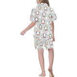 Cute Penguin christmas pattern Kids' Boys' Girls' V-Neck Short Pajama Set