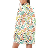 Tennis Pattern Print Design 03 Women's Long Sleeve Belted Night Robe