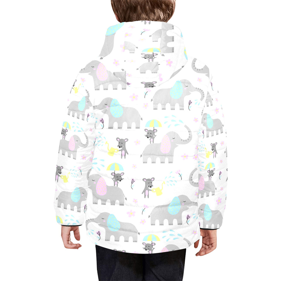 Cute elephant mouse pattern Kids' Boys' Girls' Padded Hooded Jacket