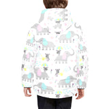 Cute elephant mouse pattern Kids' Boys' Girls' Padded Hooded Jacket