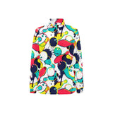 watercolor bowling ball pins Women's Long Sleeve Polo Shirt