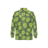 Hop pattern Hop cone background Men's Long Sleeve Polo Shirt
