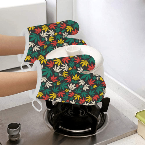 Canabis Marijuana Weed Pattern Print Design 02 Heat Resistant Oven Mitts