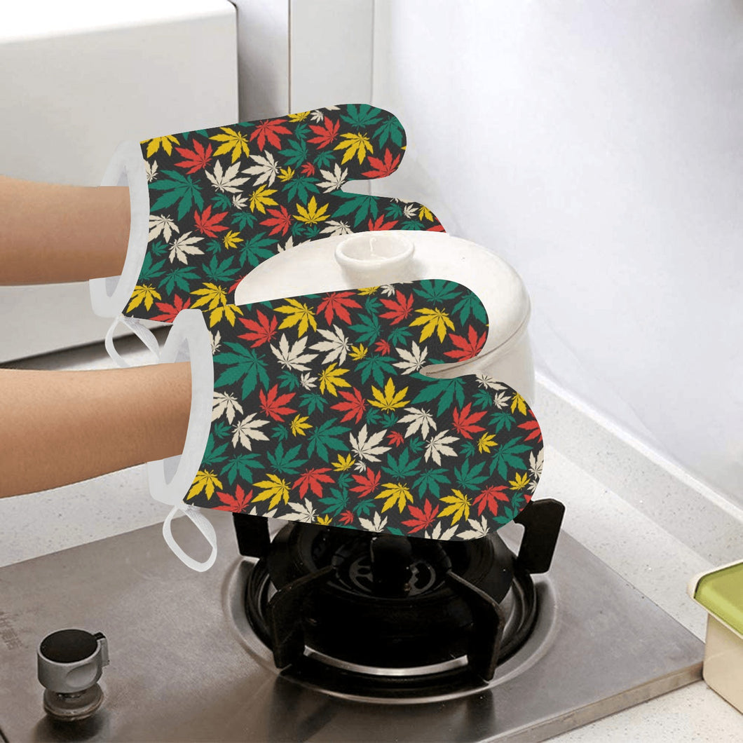 Canabis Marijuana Weed Pattern Print Design 02 Heat Resistant Oven Mitts