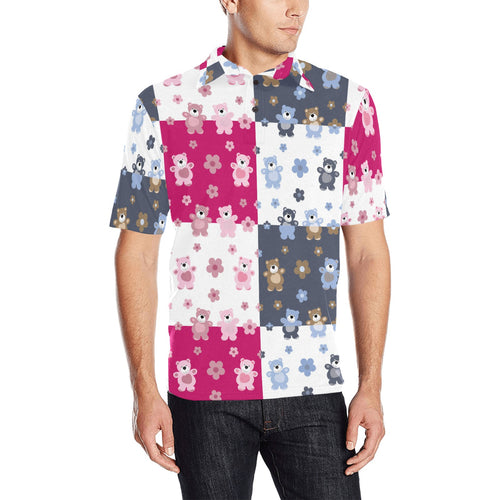 Teddy Bear Pattern Print Design 03 Men's All Over Print Polo Shirt