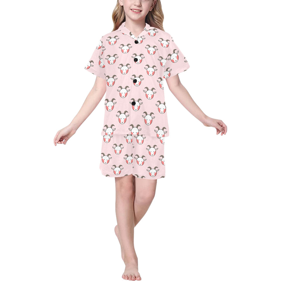 Cute goat pattern Kids' Boys' Girls' V-Neck Short Pajama Set