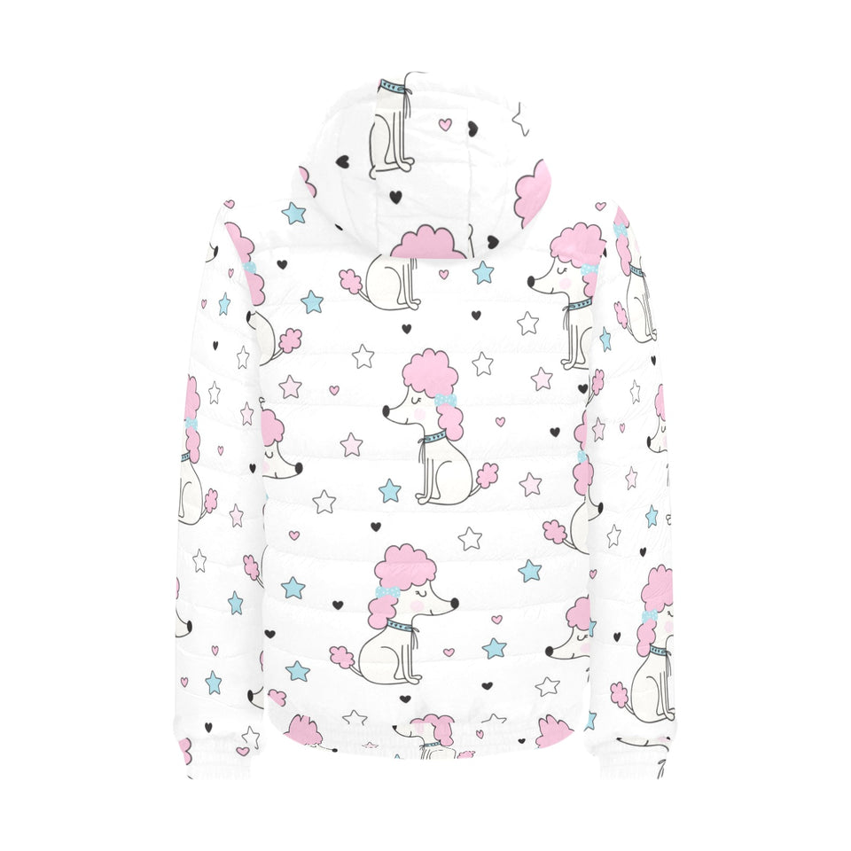 Cute poodle dog star pattern Men's Padded Hooded Jacket