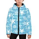 Starfish blue blackground Kids' Boys' Girls' Padded Hooded Jacket